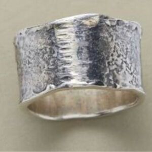 Sundance Hand-Textured Wide Silver Band Ring